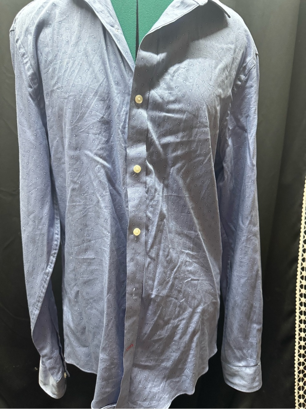 Tommy Hilfiger Navy Blue Micro-Pattern Dress Shirt